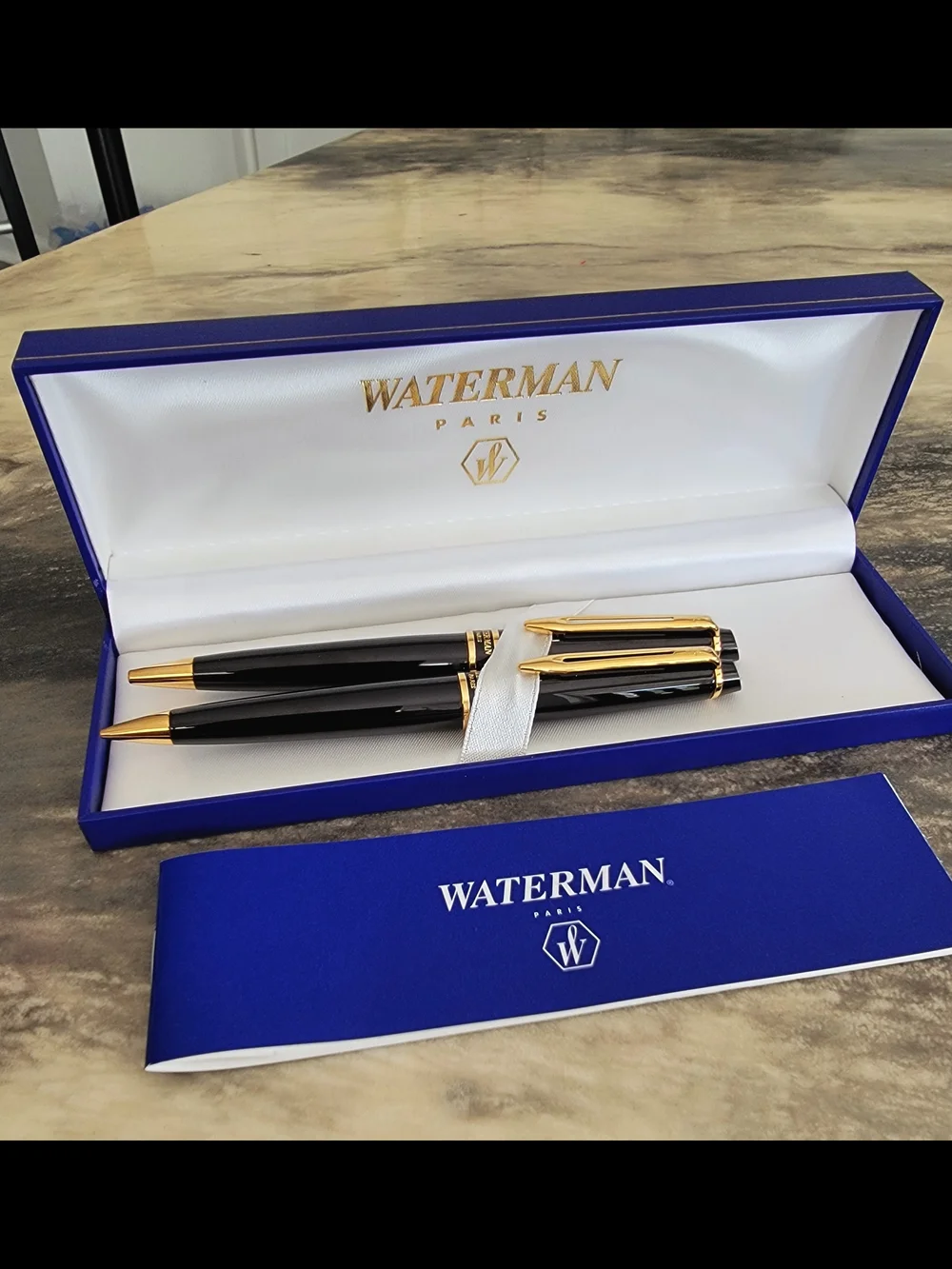 Waterman Paris Ballpoint Pen & Mechanical Pencil Set Black/Golden